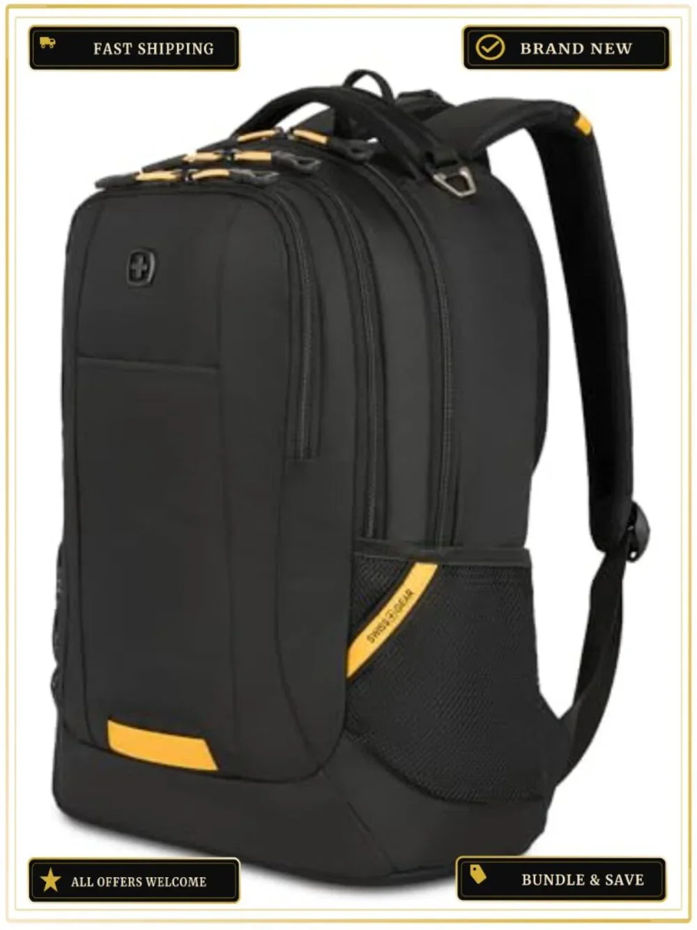 Laptop Backpack for Work Travel Commute, Fits 16-Inch Laptop, 3-Compartment,